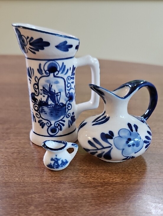 Other - 3 Delfts-Blue and White Porcelain Small Pitchers